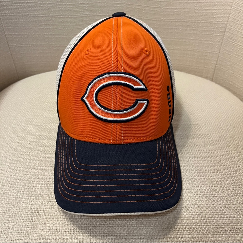 Chicago Bears Fitted Hat Mens Orange White Trucker Cap Logo NFL Football Adult